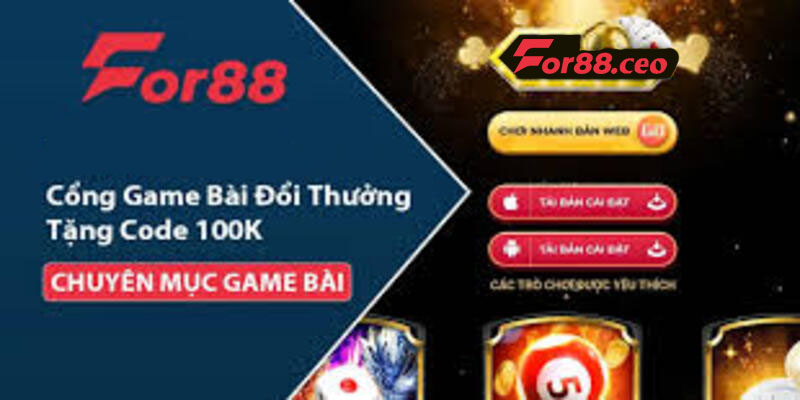 Giao diện trang chủ Game bài For88 được thiết kế dễ dùng